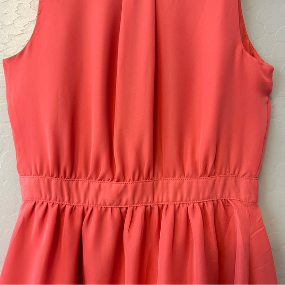 ⭐️LC Lauren Conrad salmon coral color sleeveless dress with lace collar size 0 - Picture 14 of 16